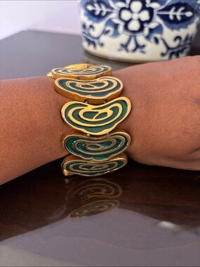 Vintage Jomaz Green Enamel Bracelet!